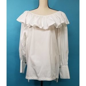 1980s Barboglio Ruffle Collar Peasant Blouse Sz 12